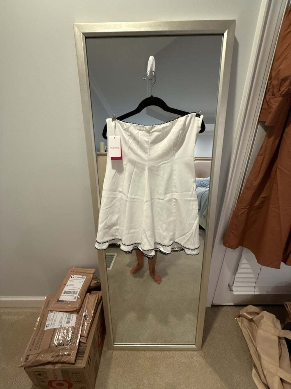 Beginning Boutique Scott White Mini Dress with Scallop Trim